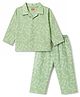 Babyhug Cotton Knit Full Sleeves Shirt & Pyjama Co-Ord Night Suit With Dino Print - Teal Blue