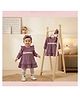 Toffyhouse Cotton Knit Frock With Leggings and Headband With Full Sleeves and Lace Trim Applique in Wine