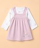 ToffyHouse Interlock Knit Full Sleeves Frock with Inner Tee and Floral Print - Pink