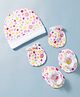 Ben Benny Interlock Knit Floral Printed Cap Mittens & Booties Set White - Diameter 9 cm