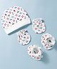 Ben Benny Interlock Knit Nautical Theme Printed Cap Mittens & Booties Set White - Diameter 9 cm