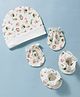 Ben Benny Interlock Knit Animal Printed Cap Mittens & Booties Set White - Diameter 9 cm