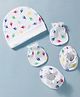 Ben Benny Interlock Knit Nautical Theme Printed Cap Mittens & Booties Set White - Diameter 9 cm