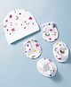 Ben Benny Interlock Knit Floral & Tropical Theme Printed Cap Mittens & Booties Set White - Diameter 14.5 cm