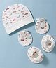 Ben Benny Interlock Knit Vehicles Printed Cap Mittens & Booties Set White - Diameter 9 cm