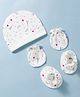Ben Benny Interlock Knit Hearts Printed Cap Mittens & Booties Set White - Diameter 9.5 cm