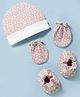 Ben Benny Interlock Knit Polka Dots Printed Cap Mittens & Booties Set Rose Gold - Diameter 9 cm