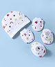 Ben Benny Interlock Knit Cap, Mitten & Booties Set With Heart & Rainbow Print White - Diameter 15 cm