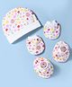 Ben Benny Interlock Knit Cap, Mitten & Booties Set With Floral Print White - Diameter 14 cm