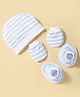 Ben Benny Interlock Knit Striped Cap, Mitten & Booties Set White - Diameter 14.5 cm