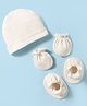 Ben Benny Interlock Knit Solid Cap Mittens & Booties Set Cream - Diameter 9 cm