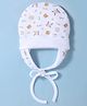 Ben Benny Interlock Knit Cap With Teddy Bear & Text Print White - Diameter 14.5 cm