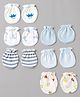 Ben Benny Interlock Knit Striped Mittens With Dolphin , Fruit & Crown Print Pack of 6 - White , Peach & Blue