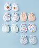 Ben Benny Interlock Knit Mittens with Strawberry Animal Floral & Heart Print Pack of 6 - White Peach & Sea Green
