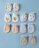 Ben Benny Interlock Knit Striped Mittens With Hot Air Balloon , Space & Bunny Print Pack of 6 - White , Pink & Brown