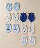 Ben Benny Interlock Knit Mittens With Vehicle , Dolphin & Triangle Print Pack of 6 - White & Blue