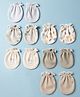 Ben Benny Interlock Knit Striped Mittens With Bunny , Carrot & Star Print Pack of 6 - Grey , Cream & Brown
