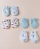 Ben Benny Interlock Knit Mittens with Vehicle & Dolphin Print Pack of 4 - Sky Blue White & Sea Green
