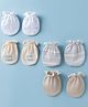 Ben Benny Interlock Knit Striped & Star Text Printed Mittens Pack of 4 - White & Beige
