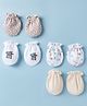 Ben Benny Interlock Knit Koala Printed & Solid Mittens Pack Of 4 - White & Cream