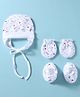 Ben Benny Interlock Knit Cap, Mitten & Booties Set With Paris Print White - Diameter 15.5 cm