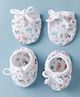 Ben Benny Interlock Knit Mittens and Booties Set With Animal Print - White