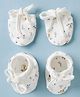 Ben Benny Interlock Knit Mittens and Booties Set With Animal & Vehicle Print - White