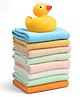 Ben Benny Terry Knit Hand & Face Towels With Duck Toy Pack Of 8 - Light Blue, Yellow & Orange