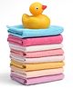 Ben Benny Terry Knit Hand & Face Towels With Duck Toy Pack Of 8 - Light Blue, Yellow & Orange