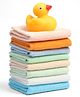 Ben Benny Terry Knit Hand & Face Towels With Duck Toy Pack Of 8 - Light Blue, Yellow & Orange