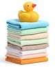 Ben Benny Terry Knit Hand & Face Towels With Duck Toy Pack Of 8 - Light Blue, Light Green & Orange