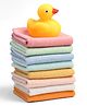 Ben Benny Terry Knit Hand & Face Towels With Duck Toy Pack Of 8 - Light Blue, Yellow & Orange