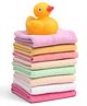 Ben Benny Terry Knit Hand & Face Towels With Duck Toy Pack Of 8 - Light Pink, Yellow & Orange