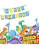Vibhuti Crafts Dino Theme Birthday Backdrop Decoration Set 10 Danglers & Happy Birthday Banner - Multicolor