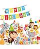 Vibhuti Crafts Jungle Theme Birthday Backdrop Decoration Set 10 Danglers & Happy Birthday Banner - Multicolor
