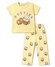 Kookie Kids Single Jersey Knit Half Sleeves Coffee Printed T-Shirt & Pajama Night Suit - Yellow