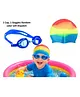 Sanjary Swimming Goggles and Silicone Swim Cap Set Anti Fog UV Protection Leakproof Adjustable Swim Glasses for Adults Kids Training Pool Use color design may vary