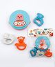 KiddyBuddy 4 Pieces Carnival Rattle Toy With Dafli - Light Blue & Orange