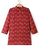 Pine Kids Cotton Woven Full Sleeves Floral Printed Kurta - Maroon