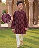 Pine Kids Cotton Woven Full Sleeves Floral Printed Kurta & Pyjama Set - Maroon