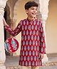Pine Kids Cotton Woven Full Sleeves Floral Printed Kurta - Dark Red
