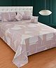 Morado Premium Glace Cotton 5 Pcs Queen Size Bedsheet Set (90x100 Inches) | 2 Pillow Covers & 2 Cushions with Fillers | Elegant Pom Lace Detail | Brown Triangle