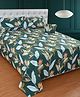 Morado Premium Glace Cotton 5 Pcs Queen Size Bedsheet Set (90x100 Inches) | 2 Pillow Covers & 2 Cushions with Fillers | Elegant Pom Lace Detail | Dark Green Leaf
