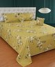 Morado Premium Glace Cotton 5 Pcs Queen Size Bedsheet Set (90x100 Inches) | 2 Pillow Covers & 2 Cushions with Fillers | Elegant Pom Lace Detail | Heena Flower