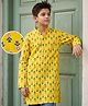 Pine Kids Cotton Woven Full Sleeves Printed Kurta - Yellow