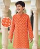 Pine Kids Cotton Woven Full Sleeves Floral Printed Kurta - Orange