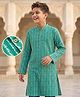 Pine Kids Cotton Woven Kurta with Full Sleeves and Striped Print - Green