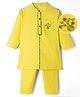 EARTHY TOUCH Cotton Woven Kurta Pyjama Set with Floral Embroidery -  Yellow