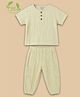 Cot & Candy Muslin Woven Half Sleeves Solid Tee & Pants Set - Yellow