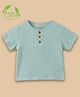 Cot & Candy Organic Cotton Woven Half Sleeves Solid Tee - Teal